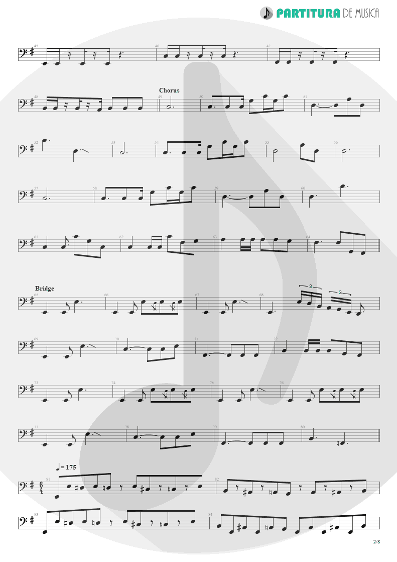 Partitura de musica de Baixo Elétrico - Sacrificed Sons | Dream Theater | Octavarium 2005 - pag 2