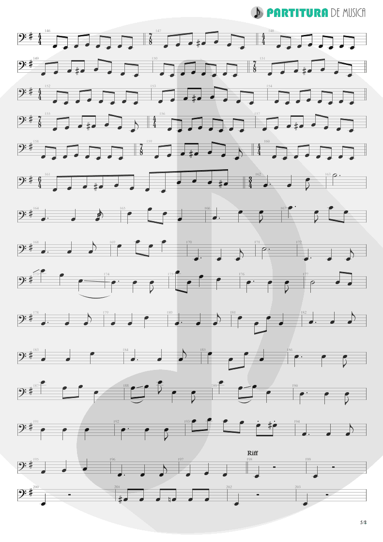 Partitura de musica de Baixo Elétrico - Sacrificed Sons | Dream Theater | Octavarium 2005 - pag 5
