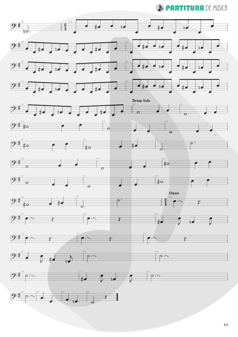 Partitura de musica de Baixo Elétrico - Sacrificed Sons | Dream Theater | Octavarium 2005 - pag 8
