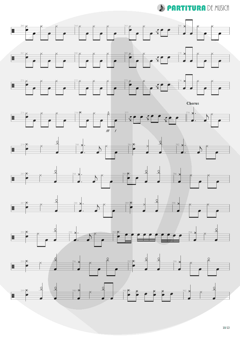 Partitura de musica de Bateria - Sacrificed Sons | Dream Theater | Octavarium 2005 - pag 10