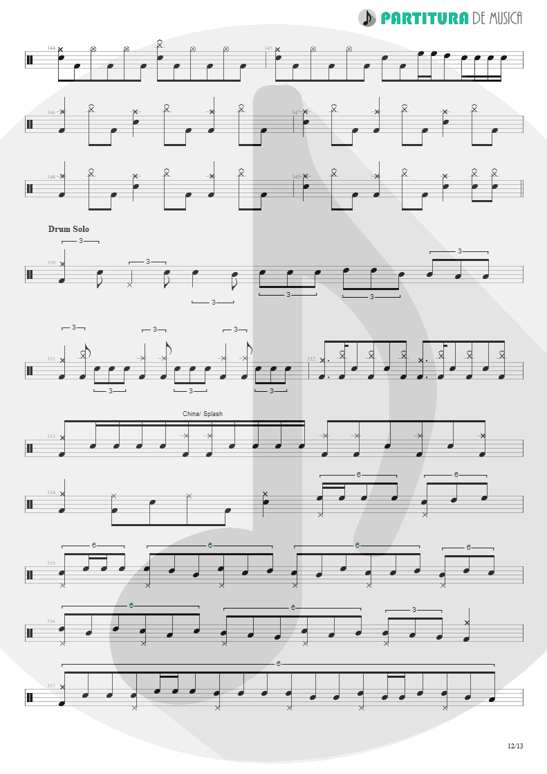 Partitura de musica de Bateria - Sacrificed Sons | Dream Theater | Octavarium 2005 - pag 12