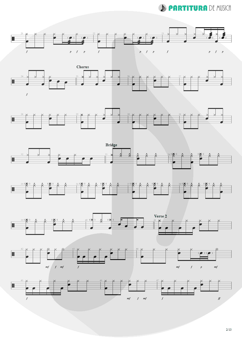 Partitura de musica de Bateria - Sacrificed Sons | Dream Theater | Octavarium 2005 - pag 2