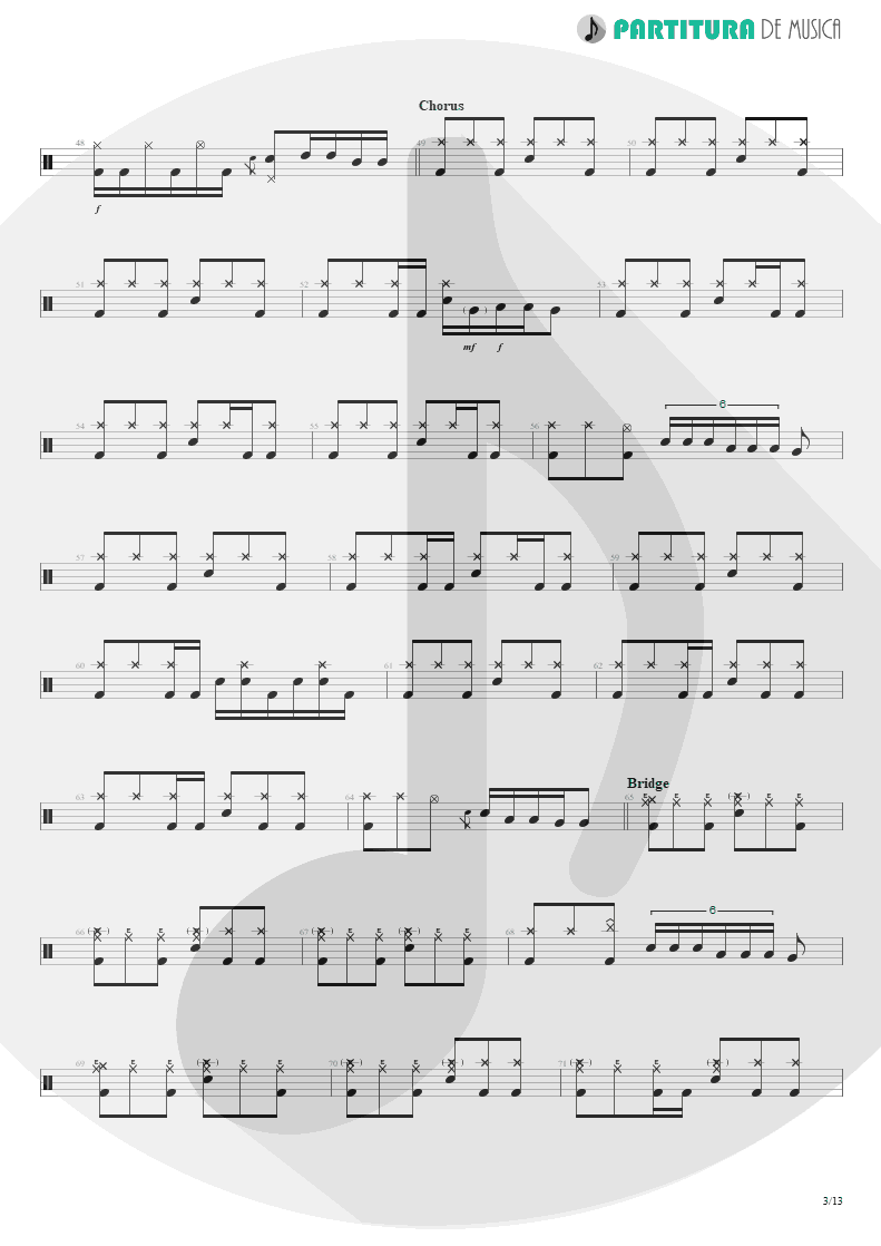 Partitura de musica de Bateria - Sacrificed Sons | Dream Theater | Octavarium 2005 - pag 3