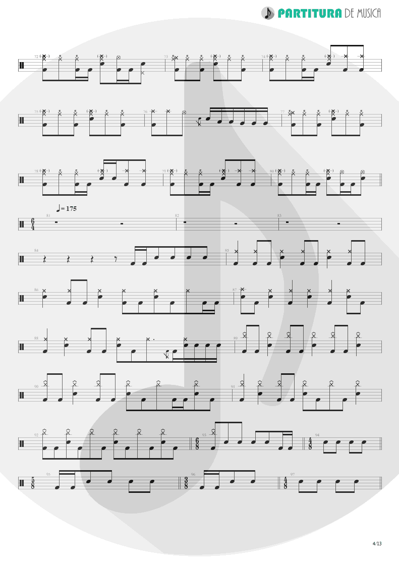 Partitura de musica de Bateria - Sacrificed Sons | Dream Theater | Octavarium 2005 - pag 4