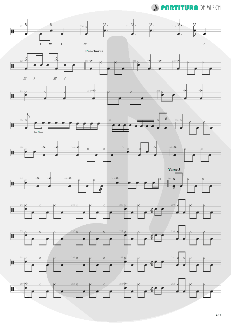 Partitura de musica de Bateria - Sacrificed Sons | Dream Theater | Octavarium 2005 - pag 9