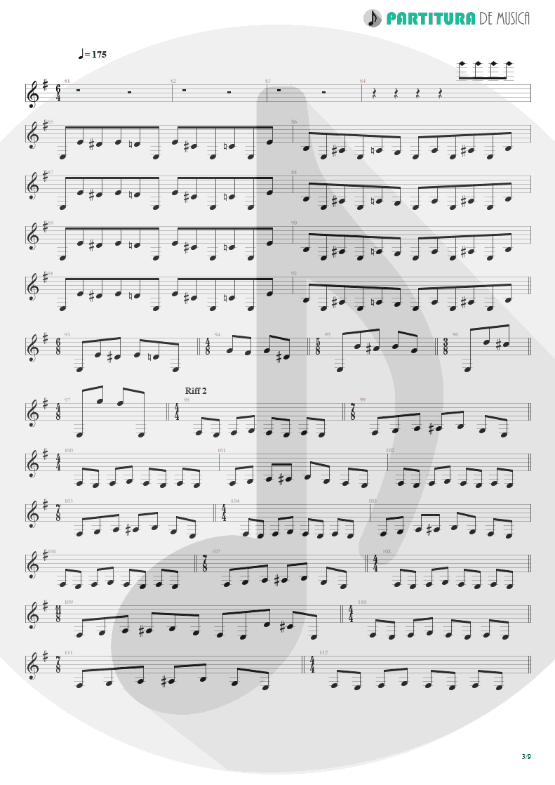 Partitura de musica de Guitarra Elétrica - Sacrificed Sons | Dream Theater | Octavarium 2005 - pag 3