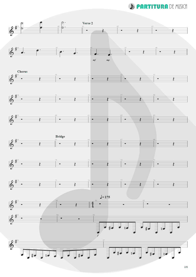 Partitura de musica de Teclado - Sacrificed Sons | Dream Theater | Octavarium 2005 - pag 2