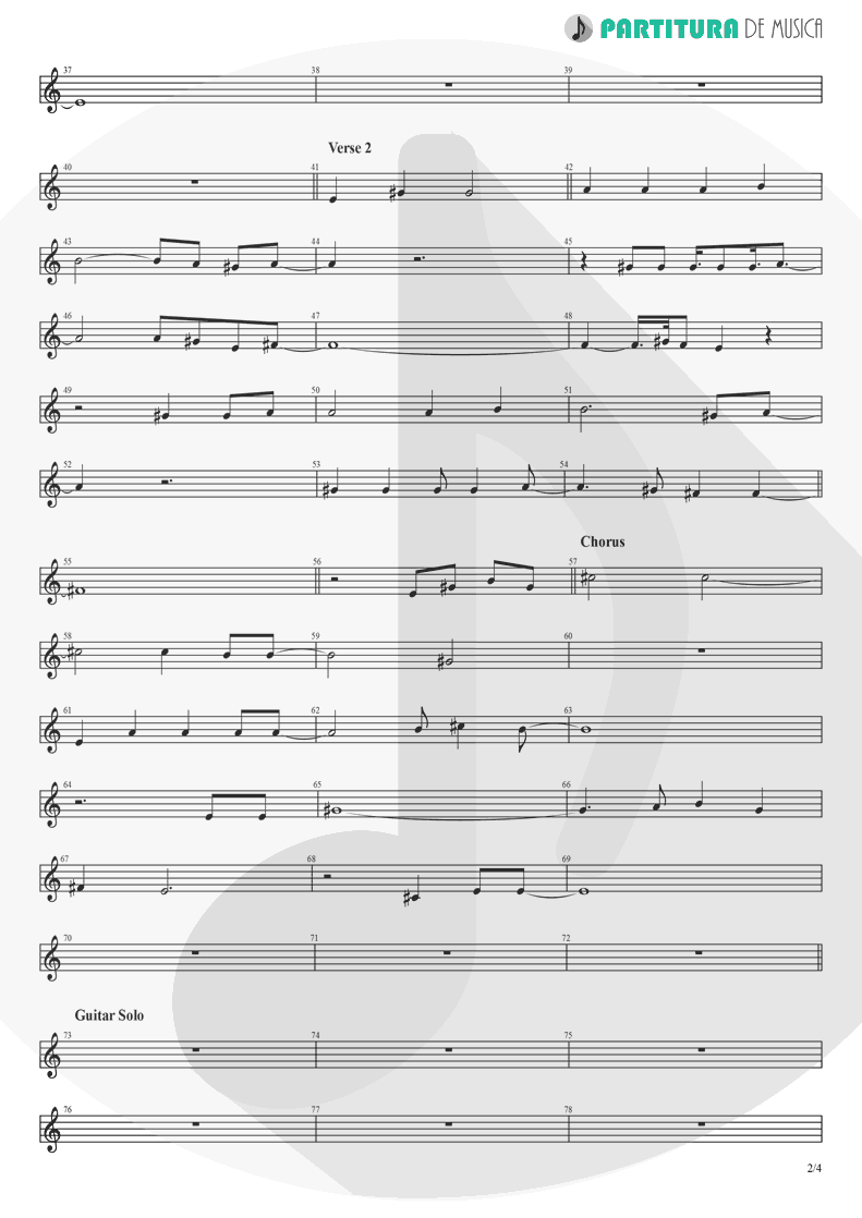 Partitura de musica de Canto - Peaceful Easy Feeling | Eagles | Eagles 1972 - pag 2