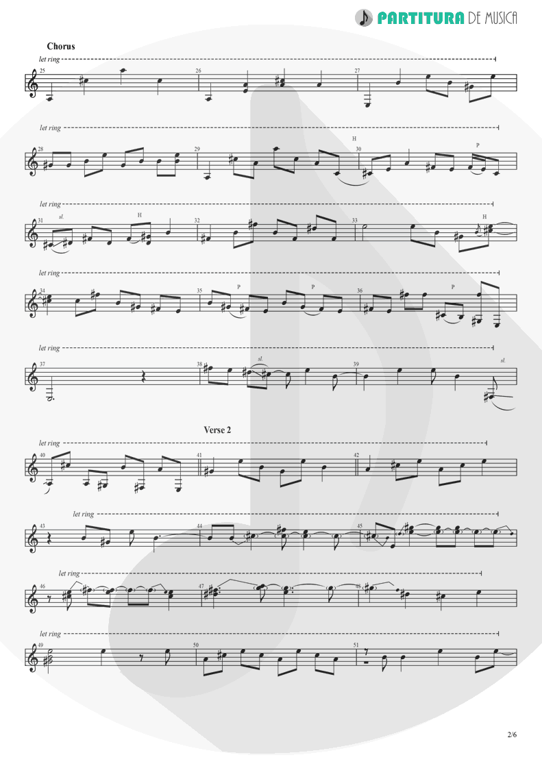 Partitura de musica de Guitarra Elétrica - Peaceful Easy Feeling | Eagles | Eagles 1972 - pag 2