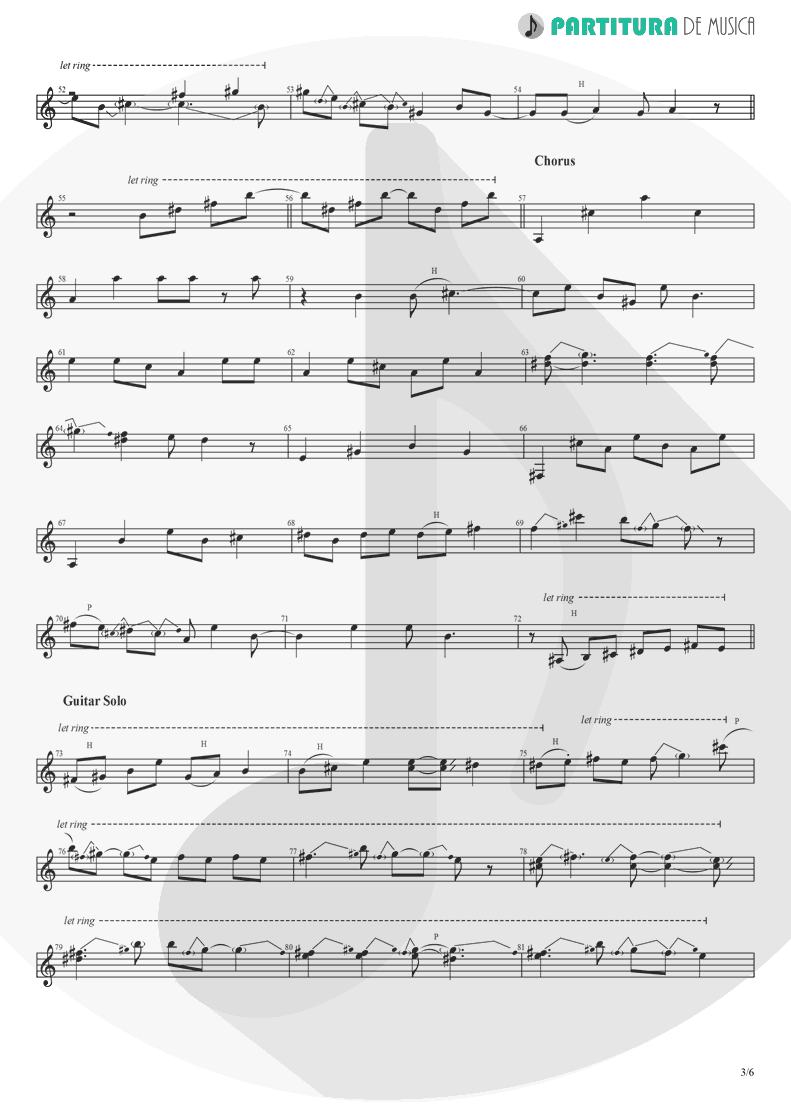 Partitura de musica de Guitarra Elétrica - Peaceful Easy Feeling | Eagles | Eagles 1972 - pag 3