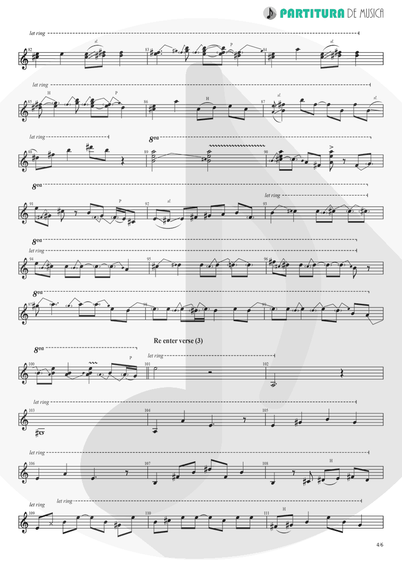 Partitura de musica de Guitarra Elétrica - Peaceful Easy Feeling | Eagles | Eagles 1972 - pag 4