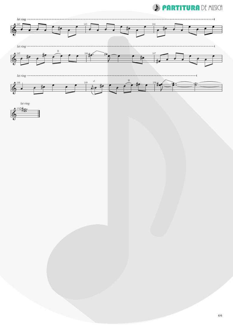 Partitura de musica de Guitarra Elétrica - Peaceful Easy Feeling | Eagles | Eagles 1972 - pag 6