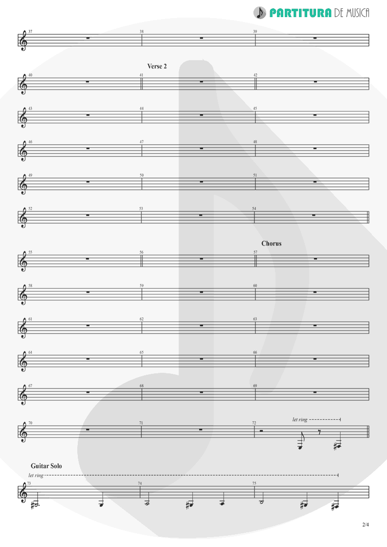 Partitura de musica de Guitarra Elétrica - Peaceful Easy Feeling | Eagles | Eagles 1972 - pag 2