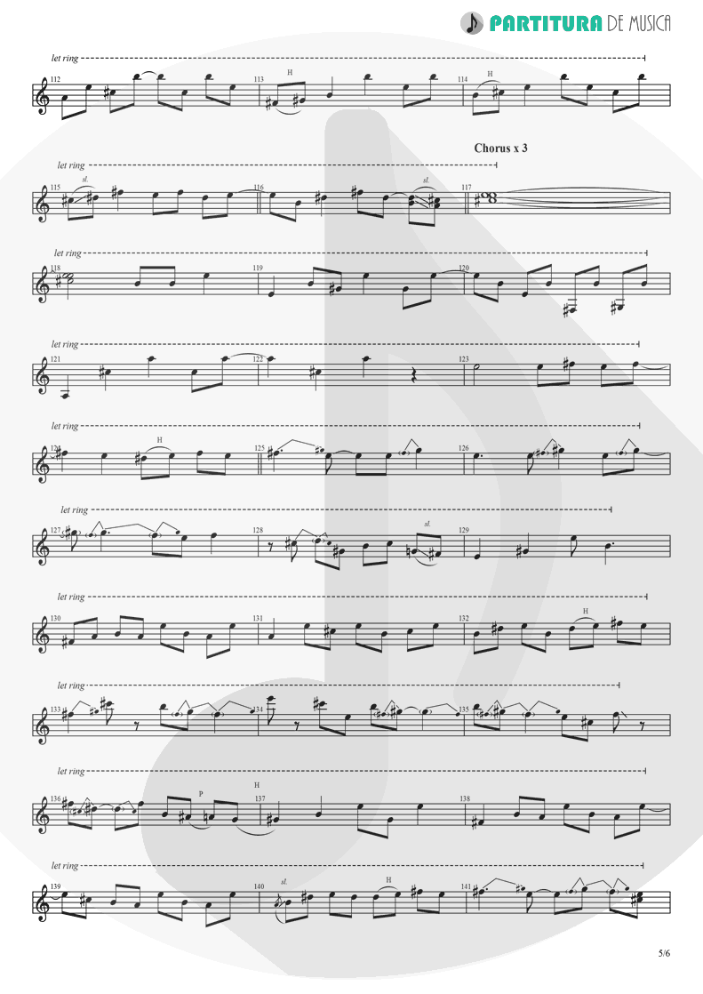 Partitura de musica de Guitarra Elétrica - Peaceful Easy Feeling | Eagles | Eagles 1972 - pag 5