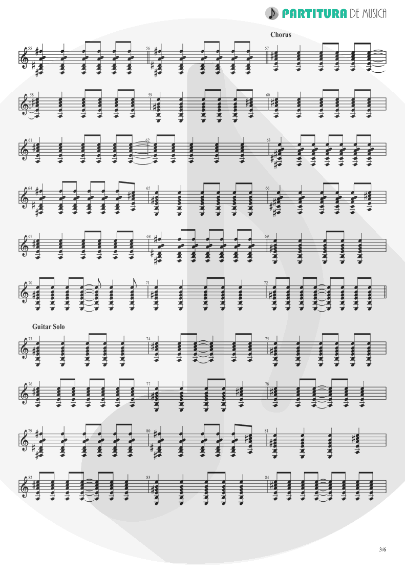 Partitura de musica de Guitarra Elétrica - Peaceful Easy Feeling | Eagles | Eagles 1972 - pag 3