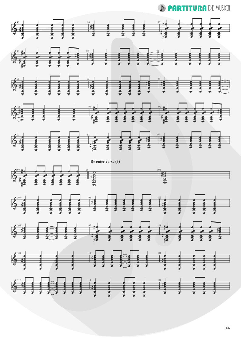 Partitura de musica de Guitarra Elétrica - Peaceful Easy Feeling | Eagles | Eagles 1972 - pag 4