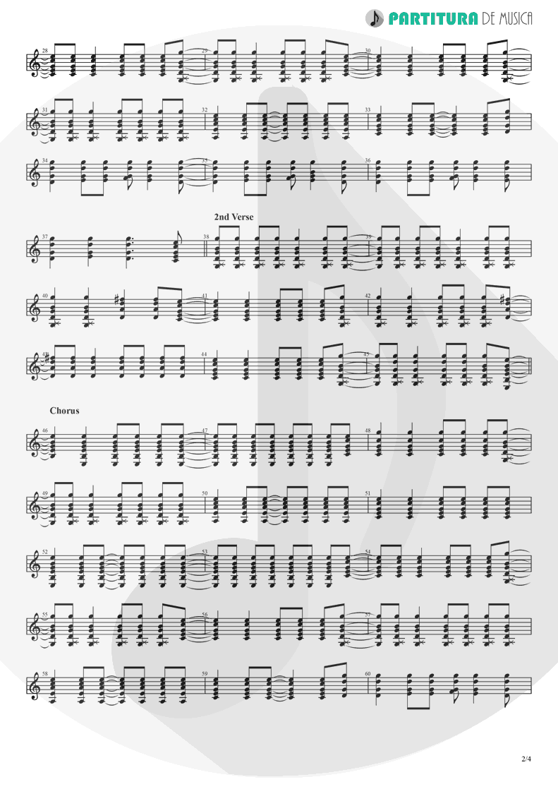 Partitura de musica de Guitarra Elétrica - Take It Easy | Eagles | Eagles 1972 - pag 2