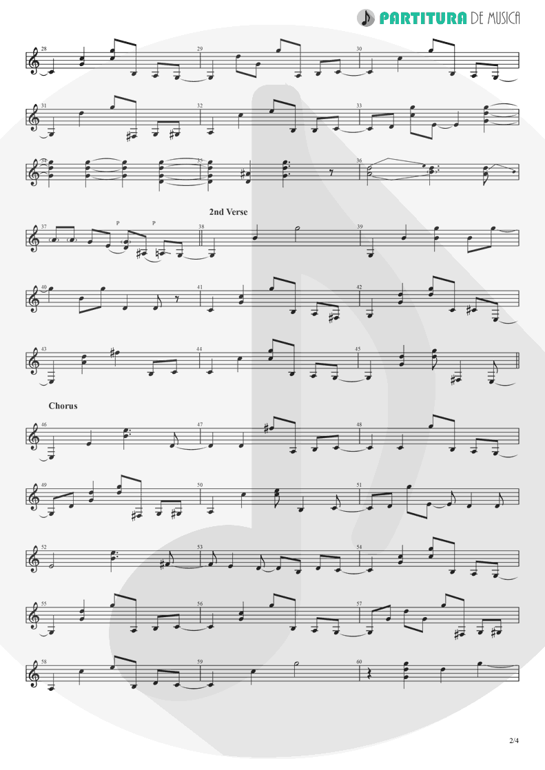 Partitura de musica de Guitarra Elétrica - Take It Easy | Eagles | Eagles 1972 - pag 2