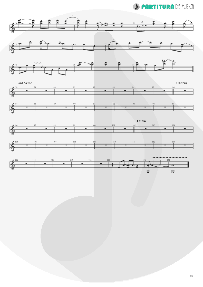 Partitura de musica de Guitarra Elétrica - Take It Easy | Eagles | Eagles 1972 - pag 2