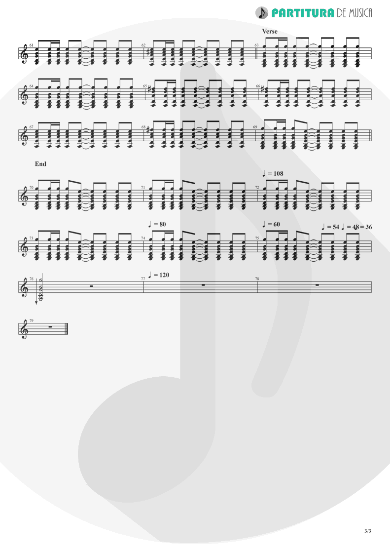 Partitura de musica de Guitarra Elétrica - Tequila Sunrise | Eagles | Desperado 1973 - pag 3