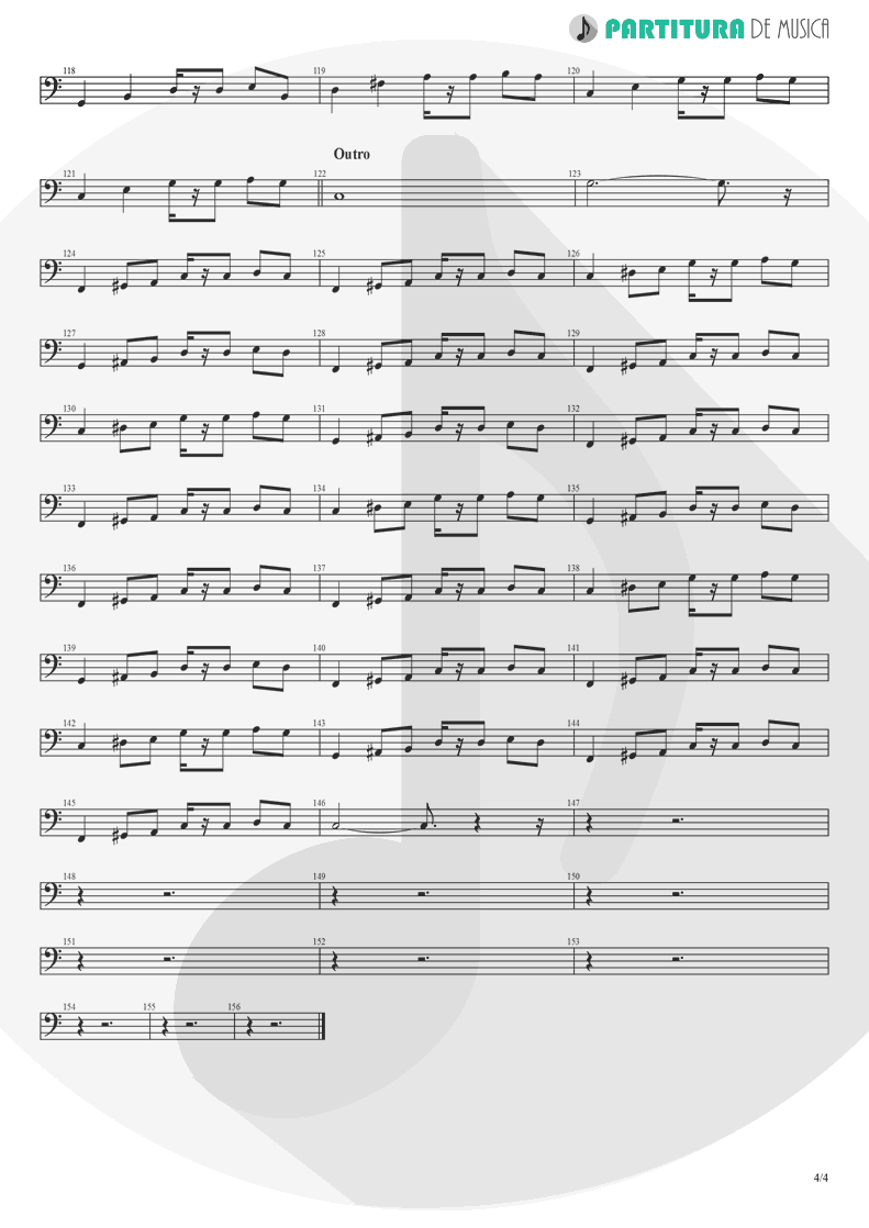 Partitura de musica de Baixo Elétrico - Already Gone | Eagles | On The Border 1974 - pag 4