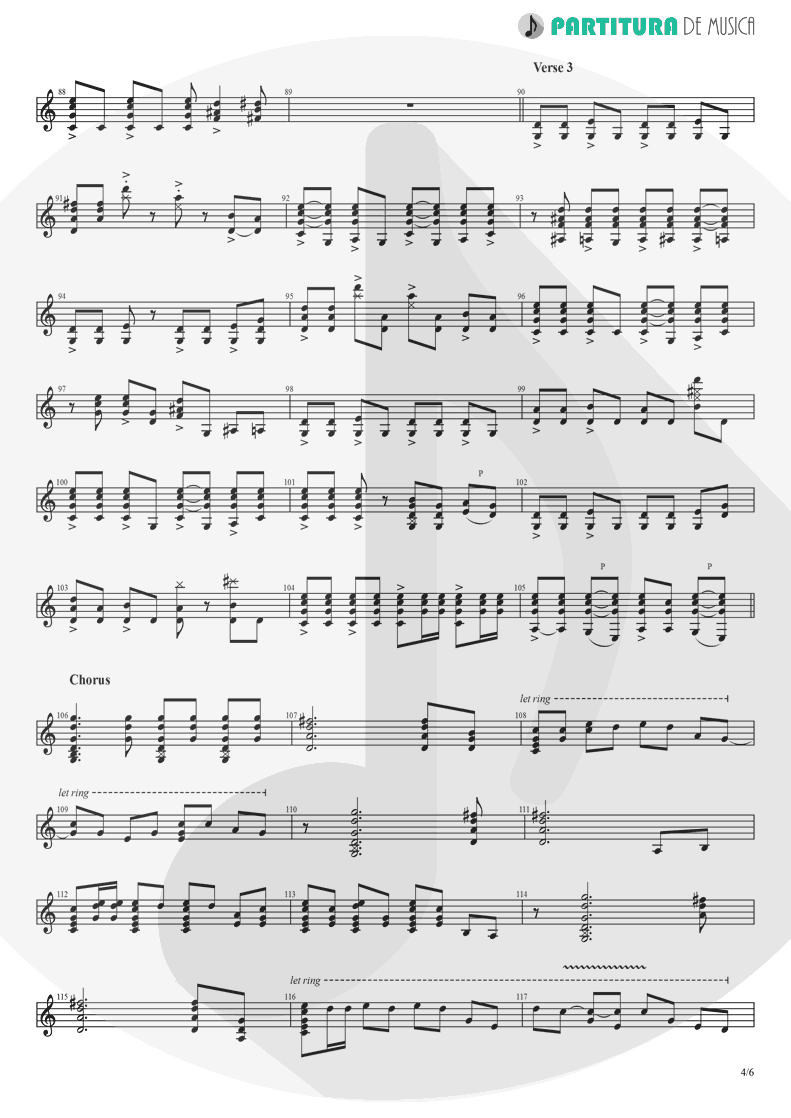 Partitura de musica de Guitarra Elétrica - Already Gone | Eagles | On The Border 1974 - pag 4