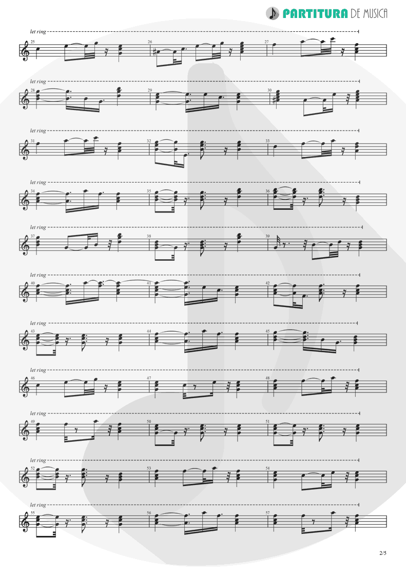 Partitura de musica de Guitarra Elétrica - Take It to the Limit | Eagles | One of These Nights 1975 - pag 2
