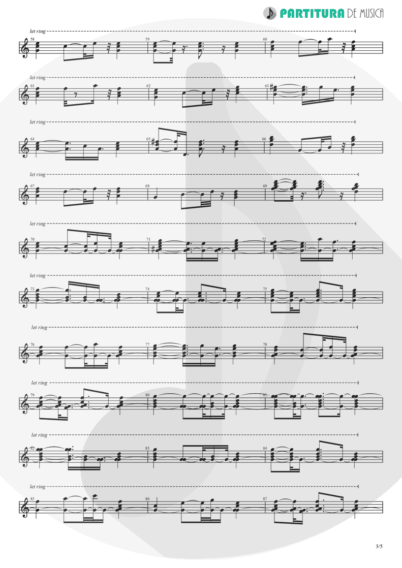Partitura de musica de Guitarra Elétrica - Take It to the Limit | Eagles | One of These Nights 1975 - pag 3