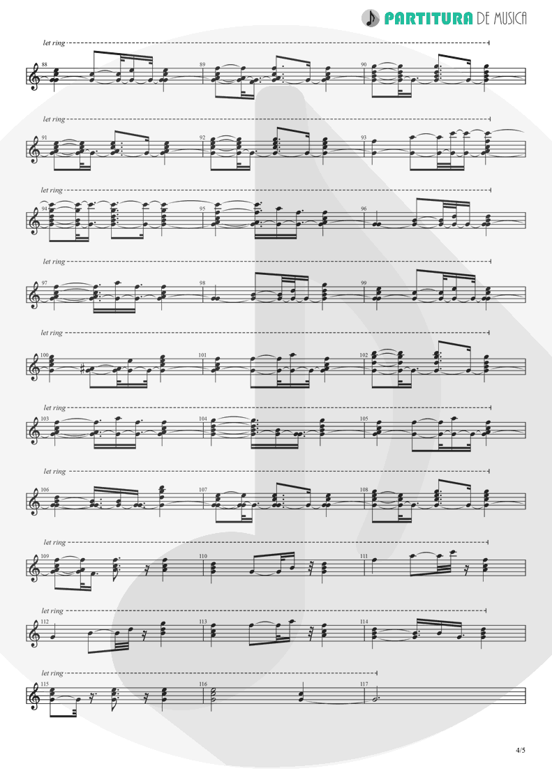 Partitura de musica de Guitarra Elétrica - Take It to the Limit | Eagles | One of These Nights 1975 - pag 4