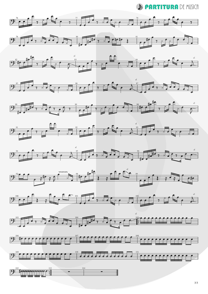 Partitura de musica de Baixo Elétrico - Hotel California | Eagles | Hotel California 1976 - pag 3