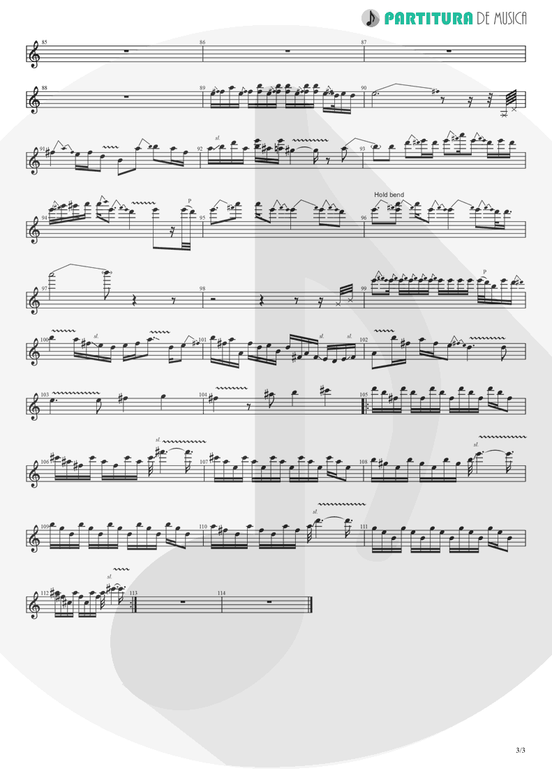 Partitura de musica de Guitarra Elétrica - Hotel California | Eagles | Hotel California 1976 - pag 3