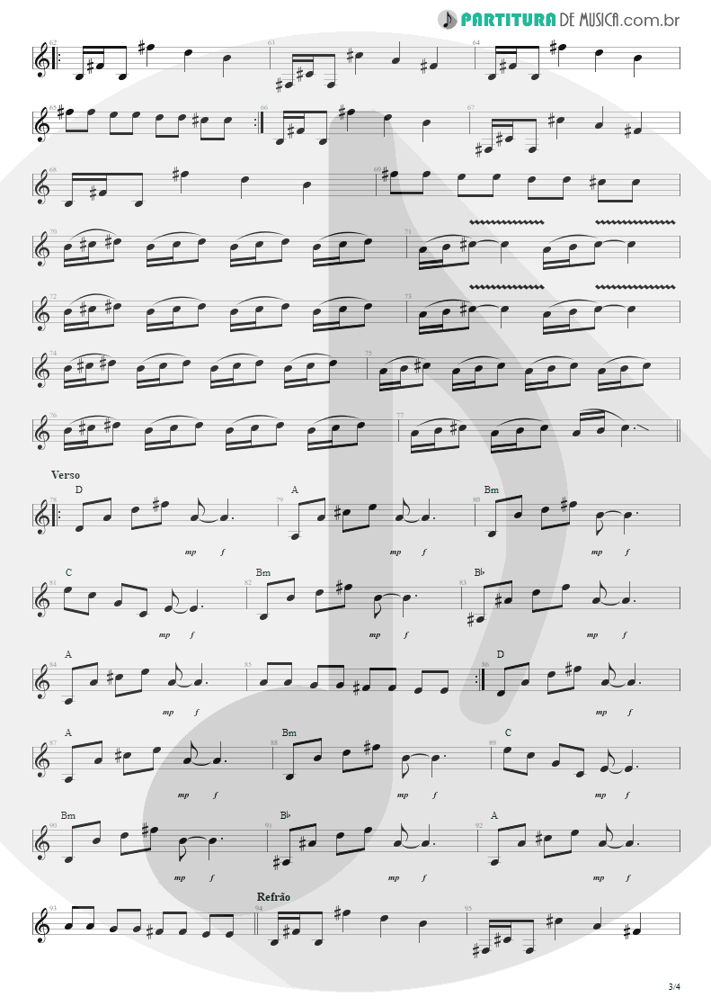 Partitura de musica de Guitarra Elétrica - Tribos E Tribunais | Engenheiros do Hawaii | Ouça o Que Eu Digo: Não Ouça Ninguém 1988 - pag 3