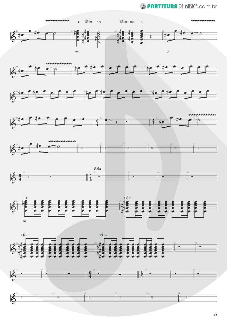 Partitura de musica de Guitarra Elétrica - Anoiteceu Em Porto Alegre | Engenheiros do Hawaii | O Papa é Pop 1990 - pag 3