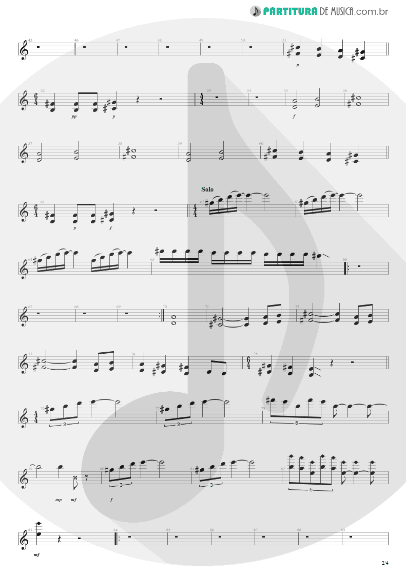 Partitura de musica de Guitarra Elétrica - Anoiteceu Em Porto Alegre | Engenheiros do Hawaii | O Papa é Pop 1990 - pag 2