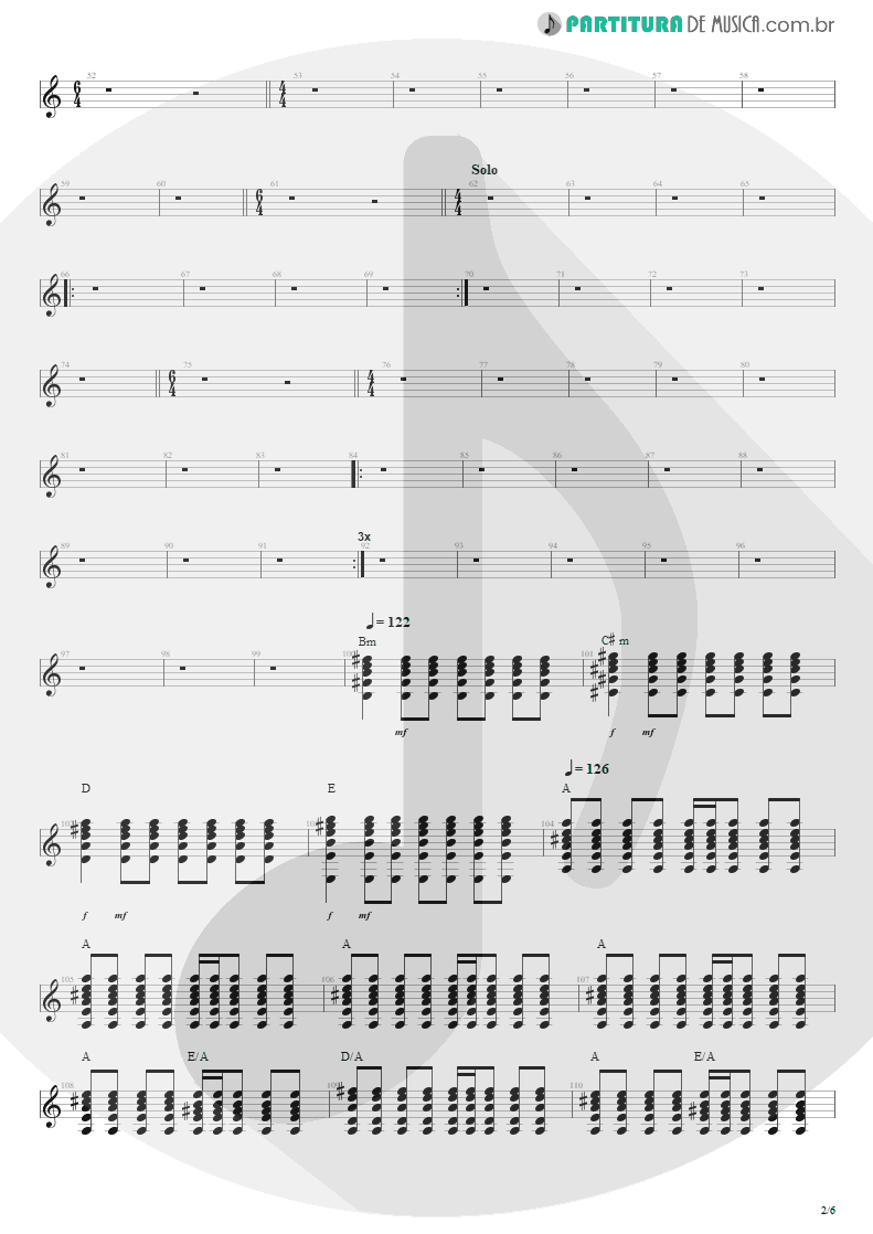 Partitura de musica de Violão - Anoiteceu Em Porto Alegre | Engenheiros do Hawaii | O Papa é Pop 1990 - pag 2