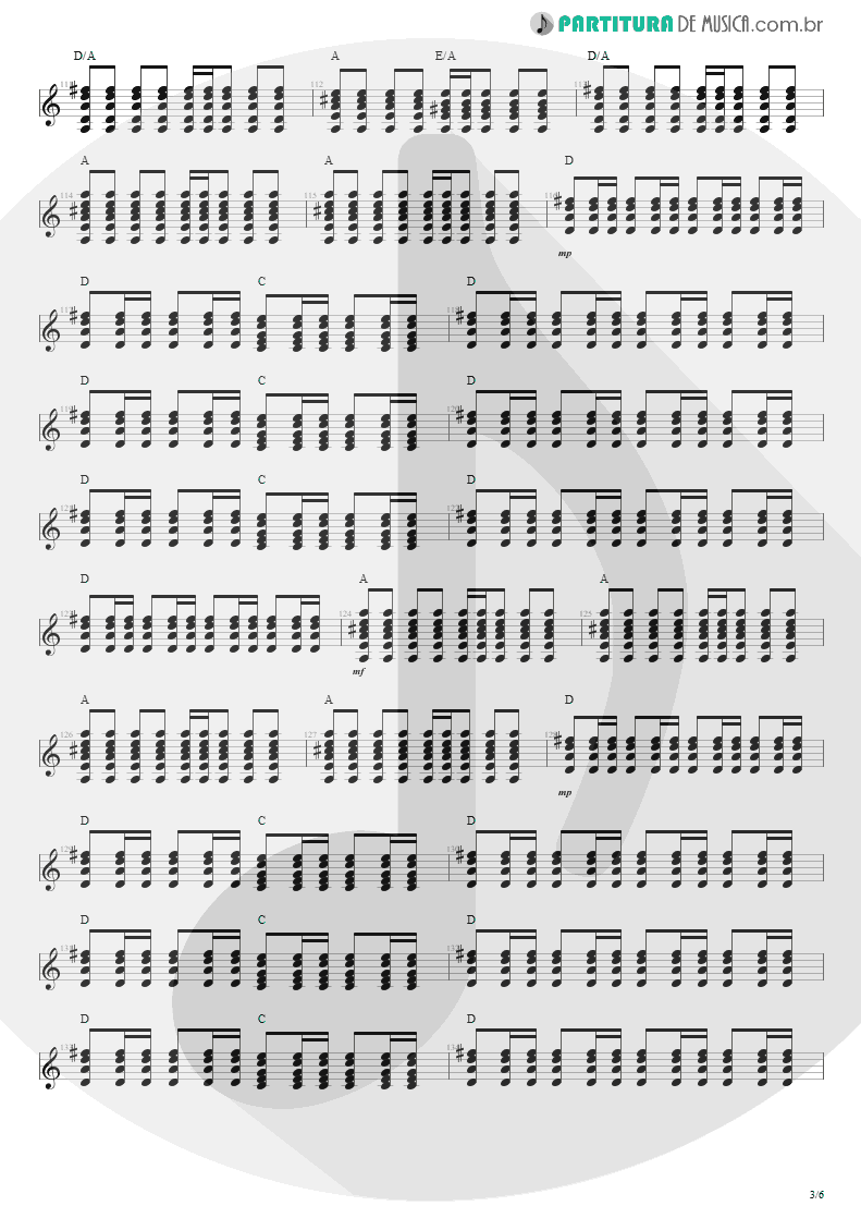 Partitura de musica de Violão - Anoiteceu Em Porto Alegre | Engenheiros do Hawaii | O Papa é Pop 1990 - pag 3