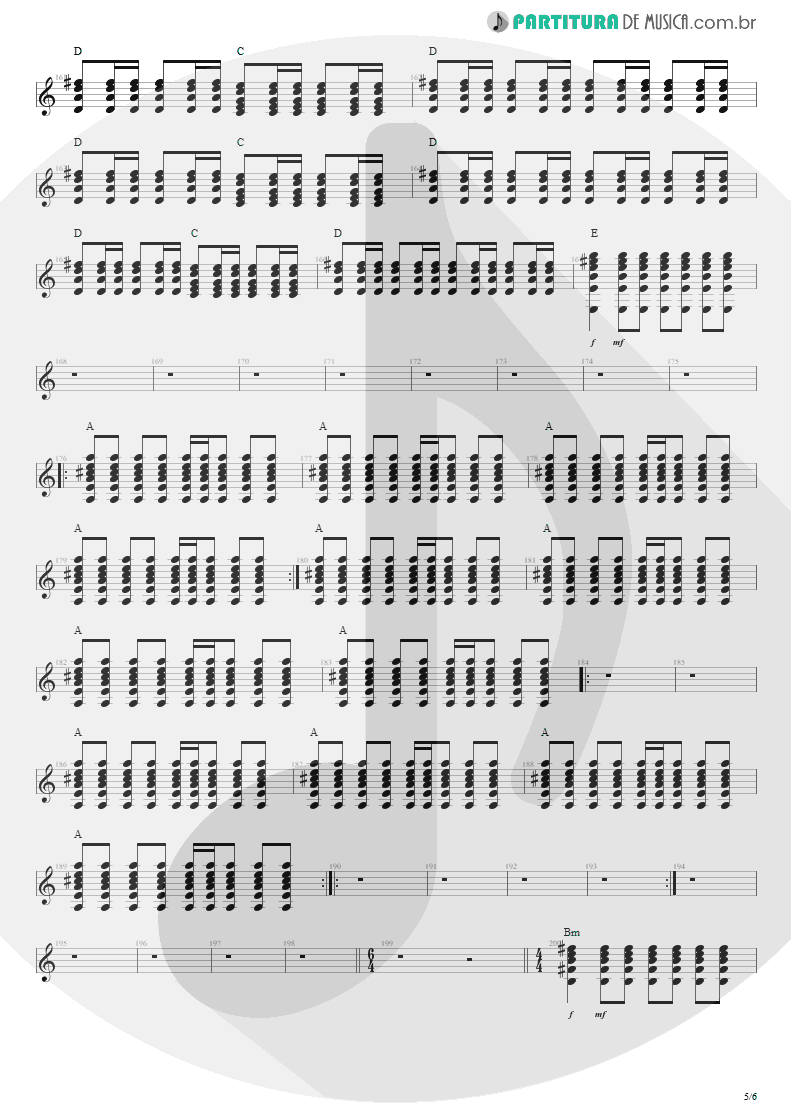 Partitura de musica de Violão - Anoiteceu Em Porto Alegre | Engenheiros do Hawaii | O Papa é Pop 1990 - pag 5