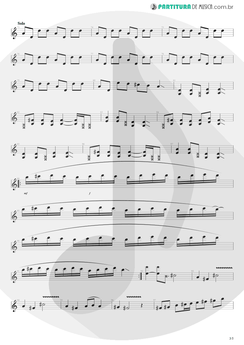 Partitura de musica de Guitarra Elétrica - Sampa No Walkman | Engenheiros do Hawaii | Várias Variáveis 1991 - pag 3