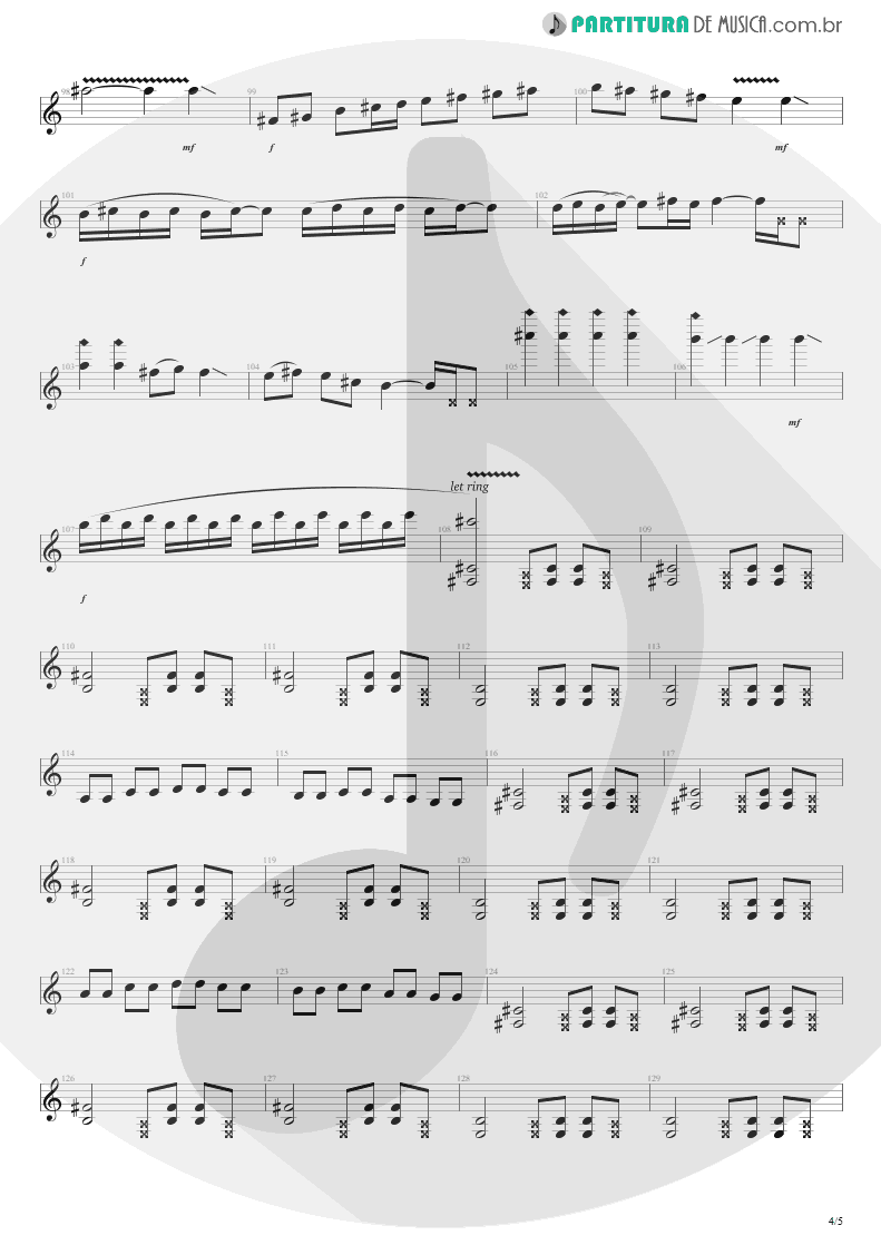 Partitura de musica de Guitarra Elétrica - Sampa No Walkman | Engenheiros do Hawaii | Várias Variáveis 1991 - pag 4