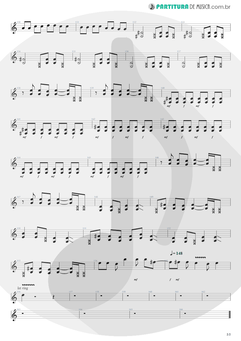 Partitura de musica de Guitarra Elétrica - Sampa No Walkman | Engenheiros do Hawaii | Várias Variáveis 1991 - pag 5