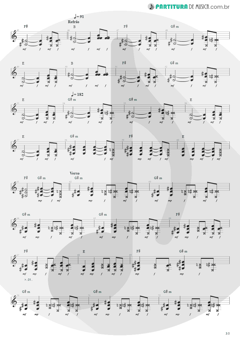 Partitura de musica de Guitarra Elétrica - Ritos De Passagem | Engenheiros do Hawaii | Surfando Karmas & DNA 2002 - pag 3