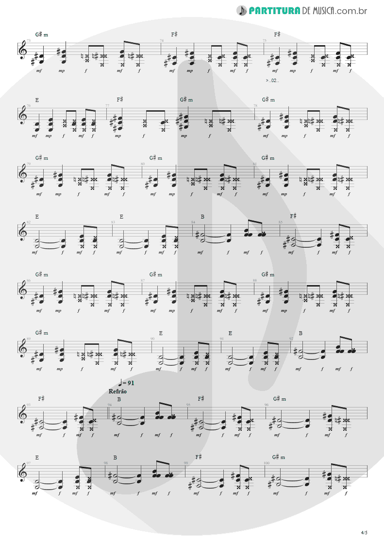 Partitura de musica de Guitarra Elétrica - Ritos De Passagem | Engenheiros do Hawaii | Surfando Karmas & DNA 2002 - pag 4