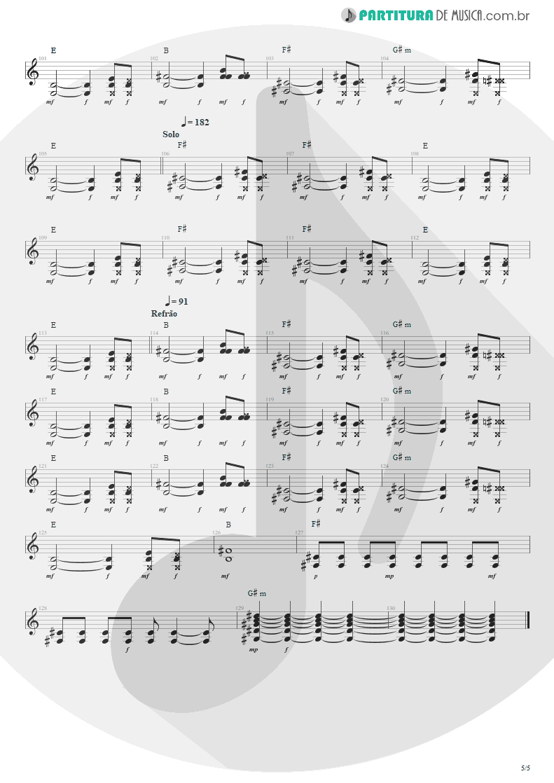 Partitura de musica de Guitarra Elétrica - Ritos De Passagem | Engenheiros do Hawaii | Surfando Karmas & DNA 2002 - pag 5