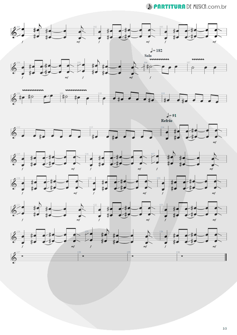 Partitura de musica de Guitarra Elétrica - Ritos De Passagem | Engenheiros do Hawaii | Surfando Karmas & DNA 2002 - pag 3