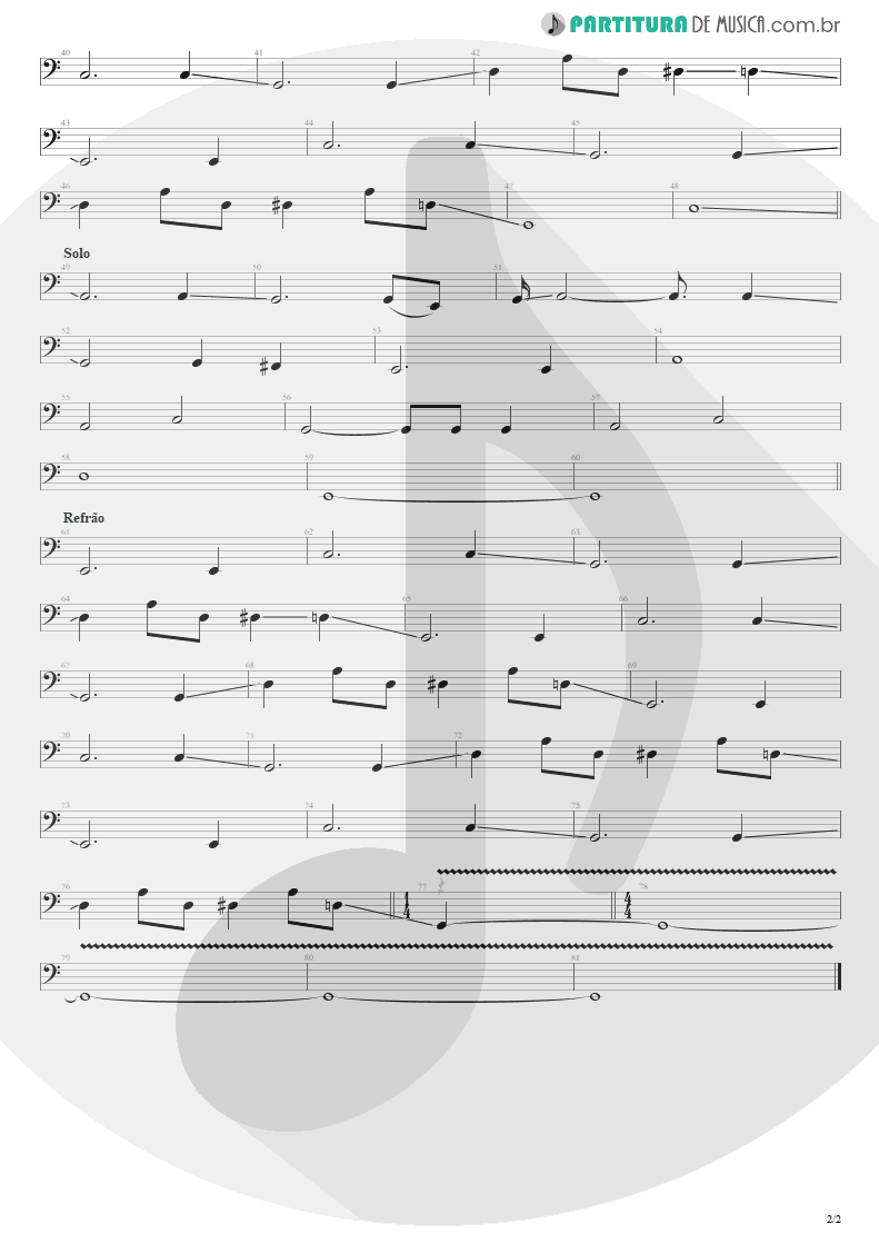 Partitura de musica de Baixo Elétrico - Eu Que Não Amo Você | Engenheiros do Hawaii | ¡Tchau Radar! 2002 - pag 2