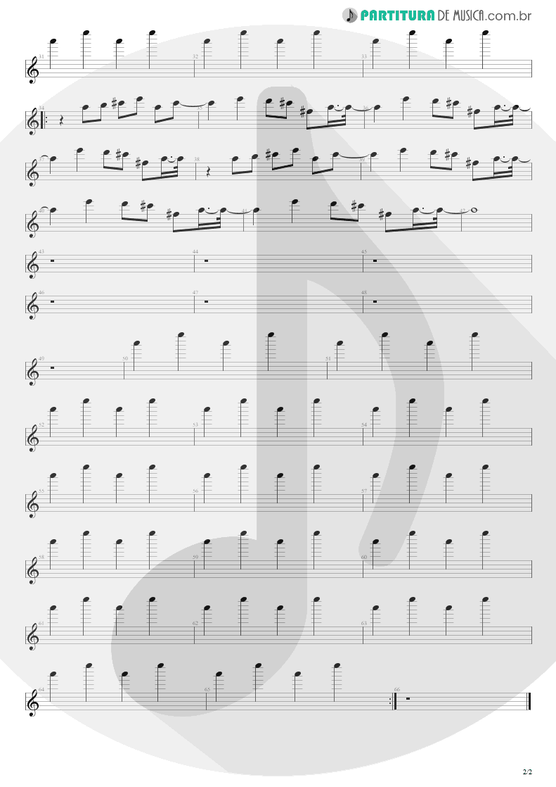 Partitura de musica de Guitarra Elétrica - Duas Noites No Deserto | Engenheiros do Hawaii | Dançando no Campo Minado 2003 - pag 2