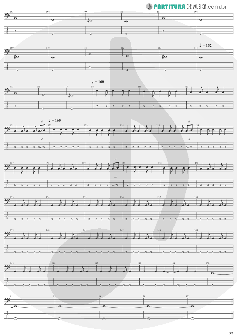 Tablatura + Partitura de musica de Baixo Elétrico - So Close | Evanescence | Evanescence 1998 - pag 3