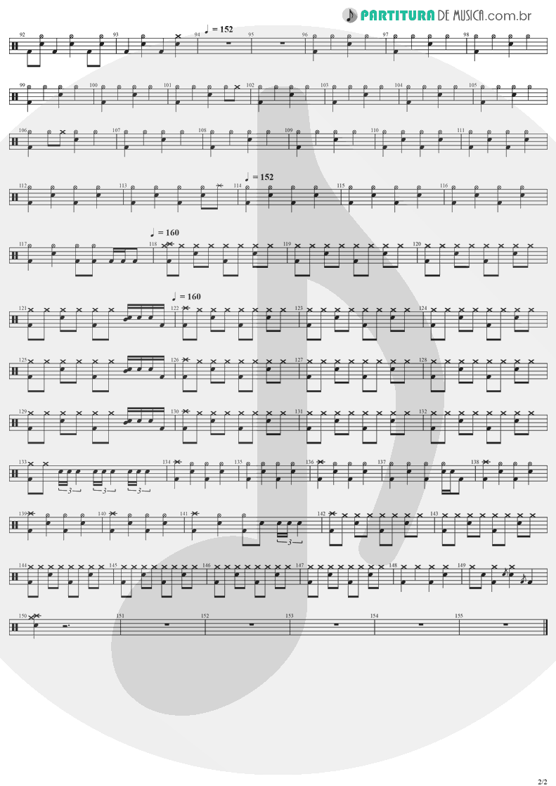 Partitura de musica de Bateria - So Close | Evanescence | Evanescence 1998 - pag 2