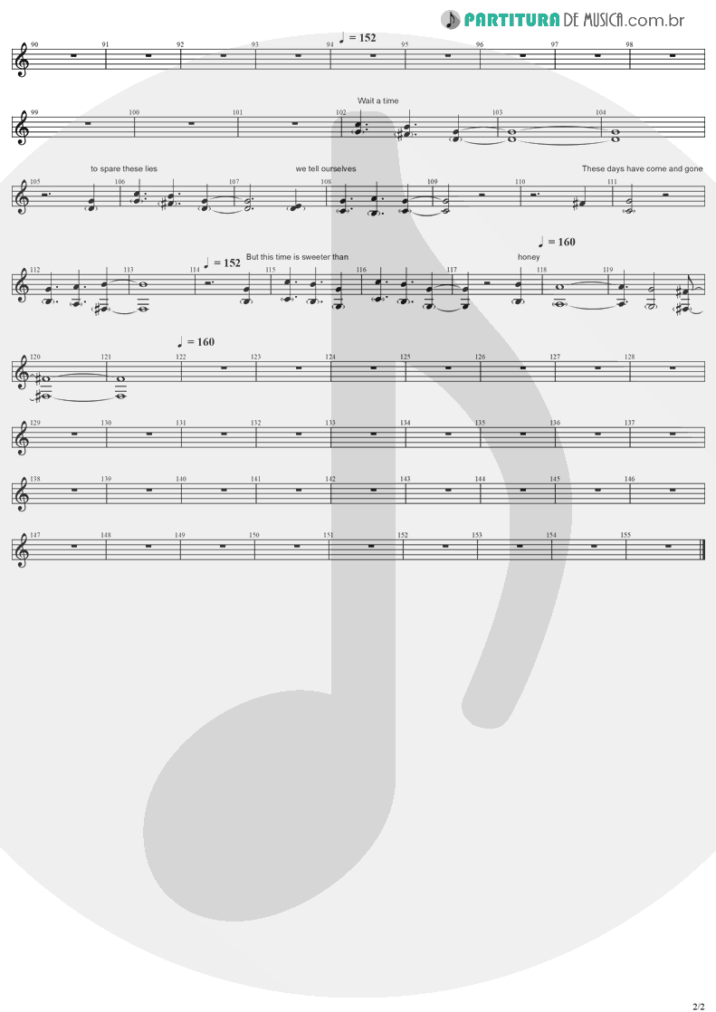 Partitura de musica de Canto - So Close | Evanescence | Evanescence 1998 - pag 2