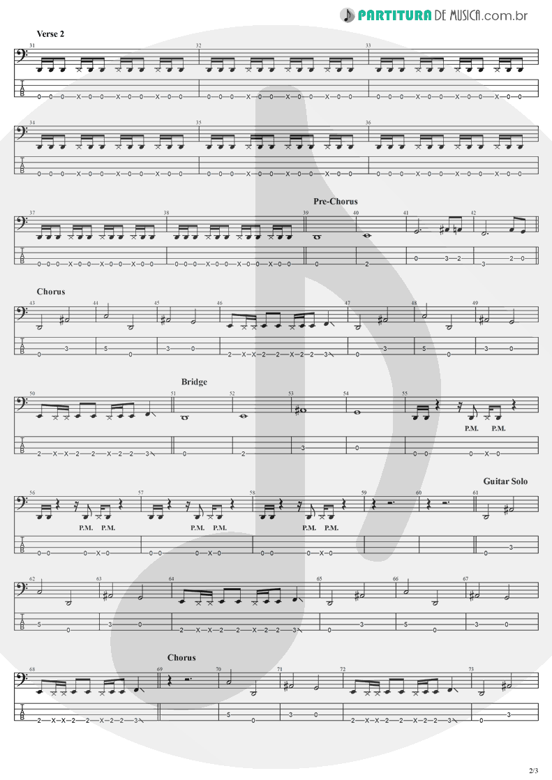 Tablatura + Partitura de musica de Baixo Elétrico - Whisper | Evanescence | Sound Asleep EP 1999 - pag 2